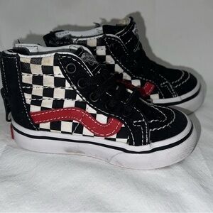Vans Kids Black and Red Checkerboard Sneakers